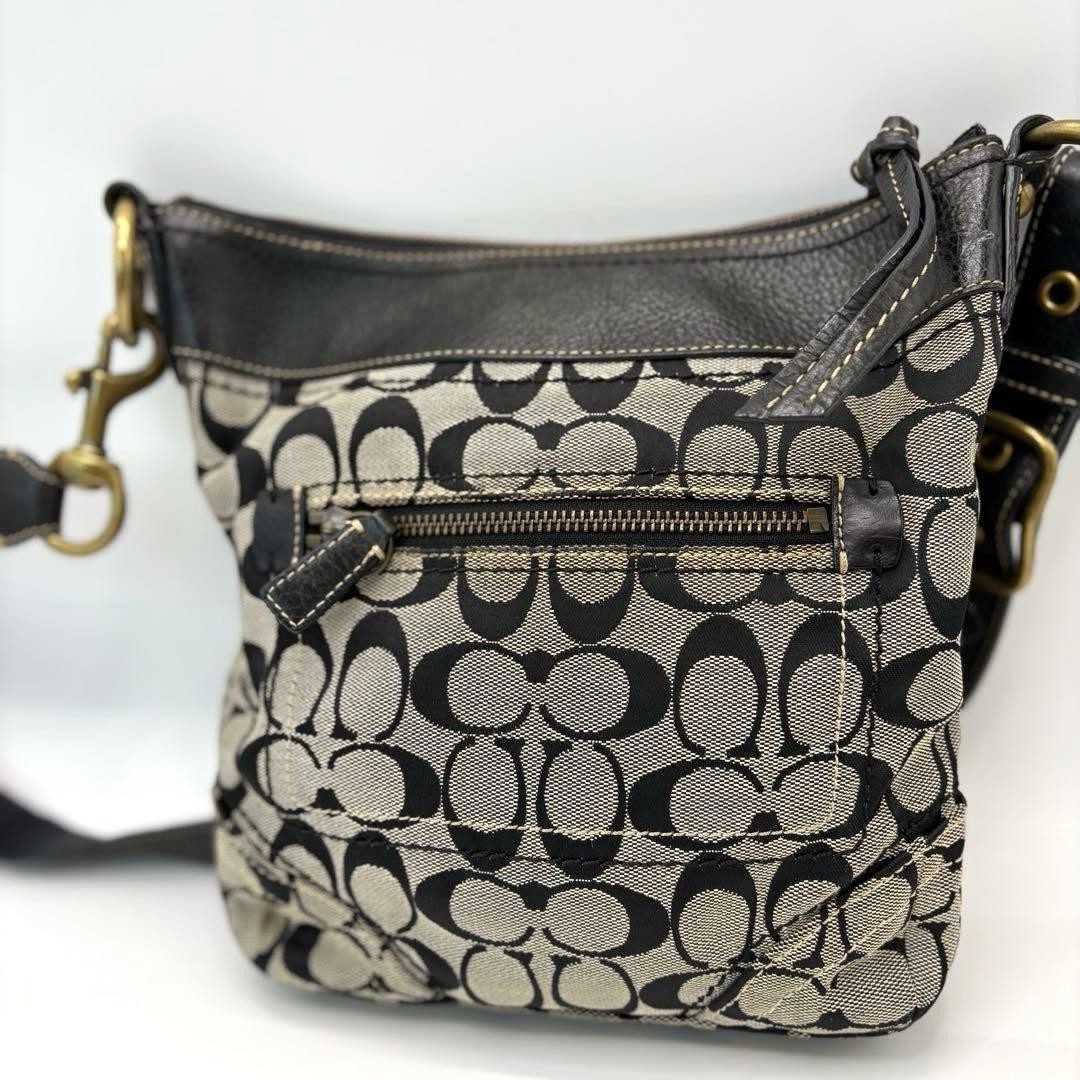 COACH Shoulder Signature Shoulder Bag Standard Size Duffle Black with Dust Bag