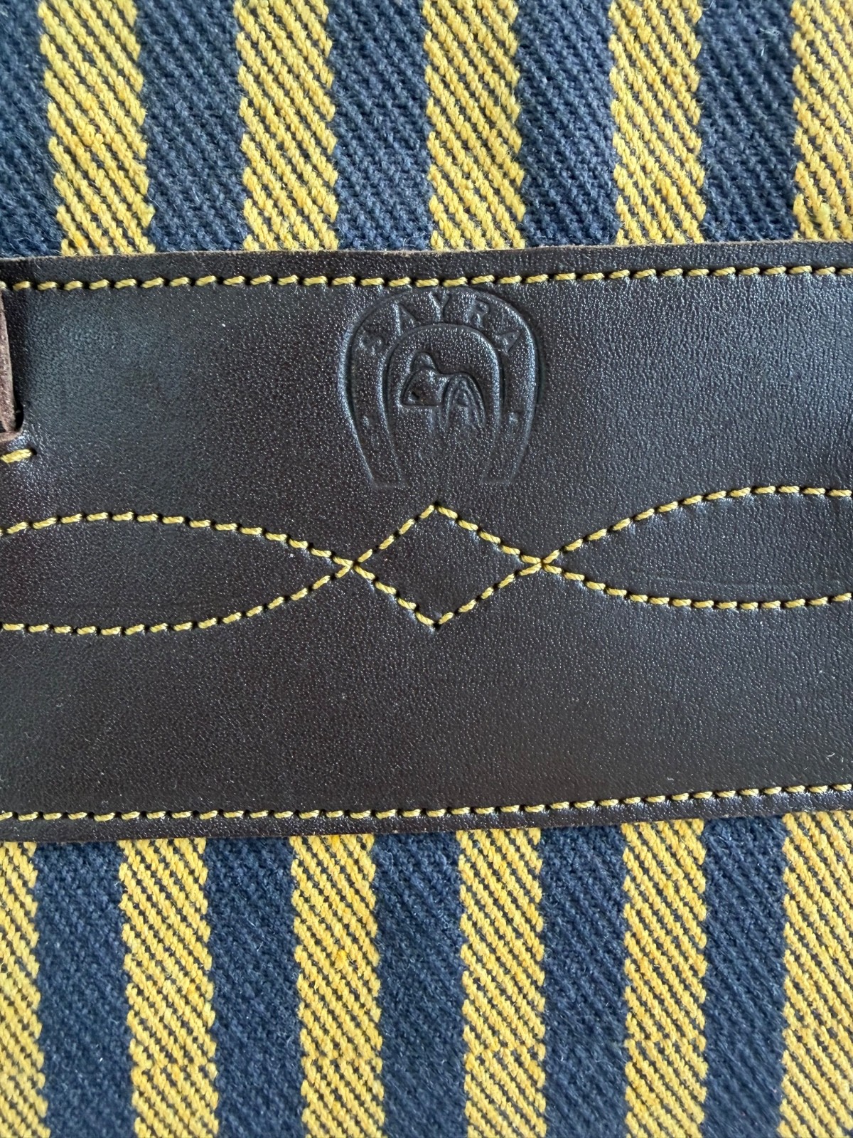 Cotton Twill Striped Bag with leather trim by Spanish saddle maker Sayra