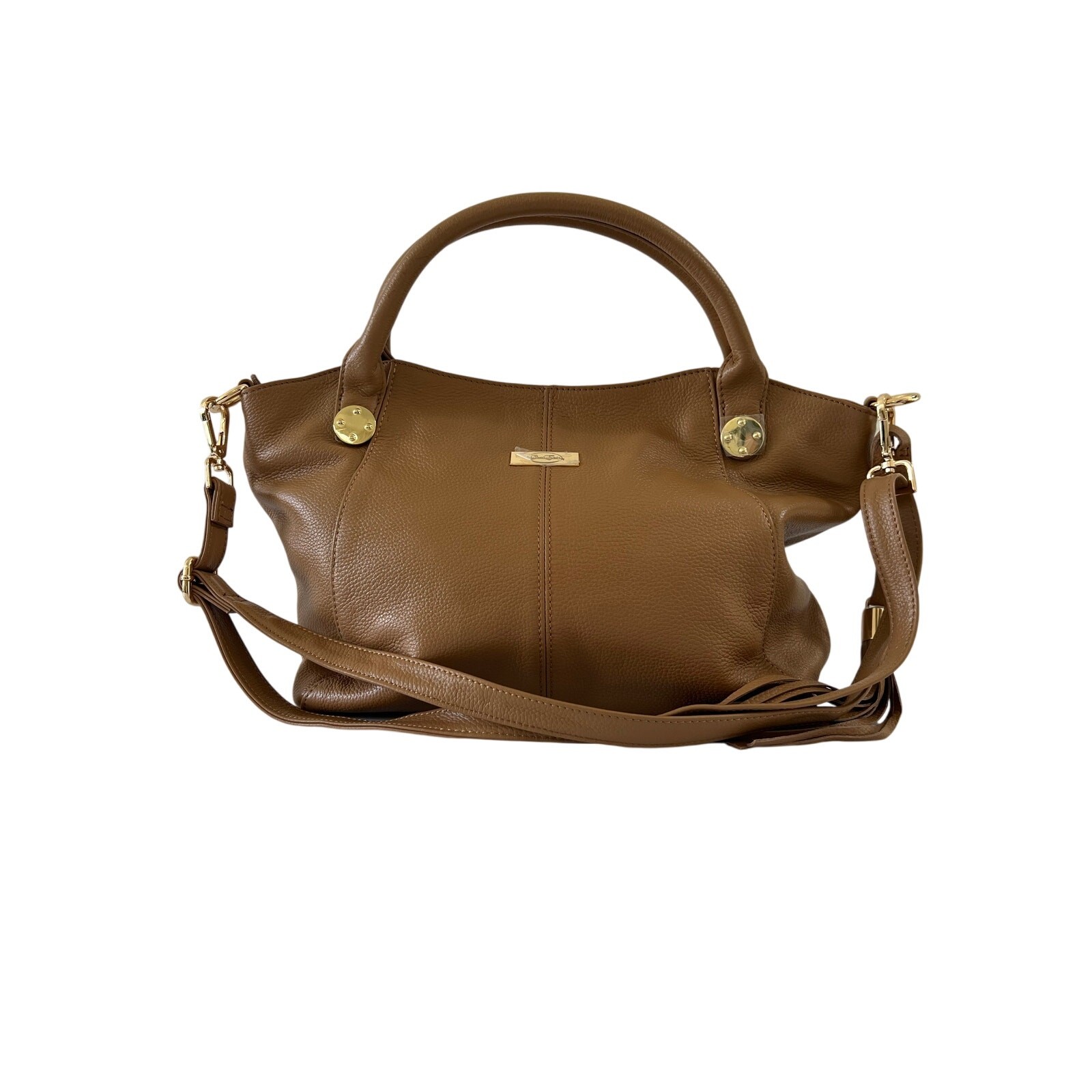 NWOT Onna Ehrlich Stacy Biscotti Carmel Leather Satchel Handbag Boho READ