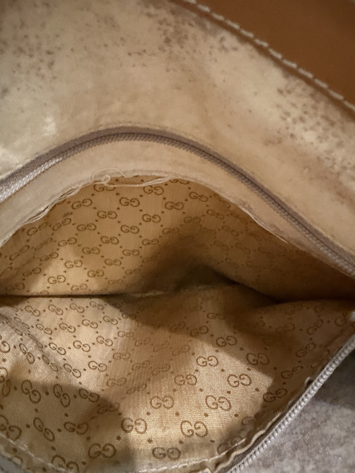 GUCCI Micro GG Supreme Shoulder Bag PVC Beige Gold 007 87 0018 Auth ki4930