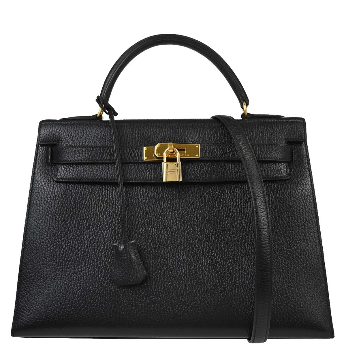 Hermes Black Ardennes Kelly 32 Sellier 2way Handbag 14 ◯Y 167285