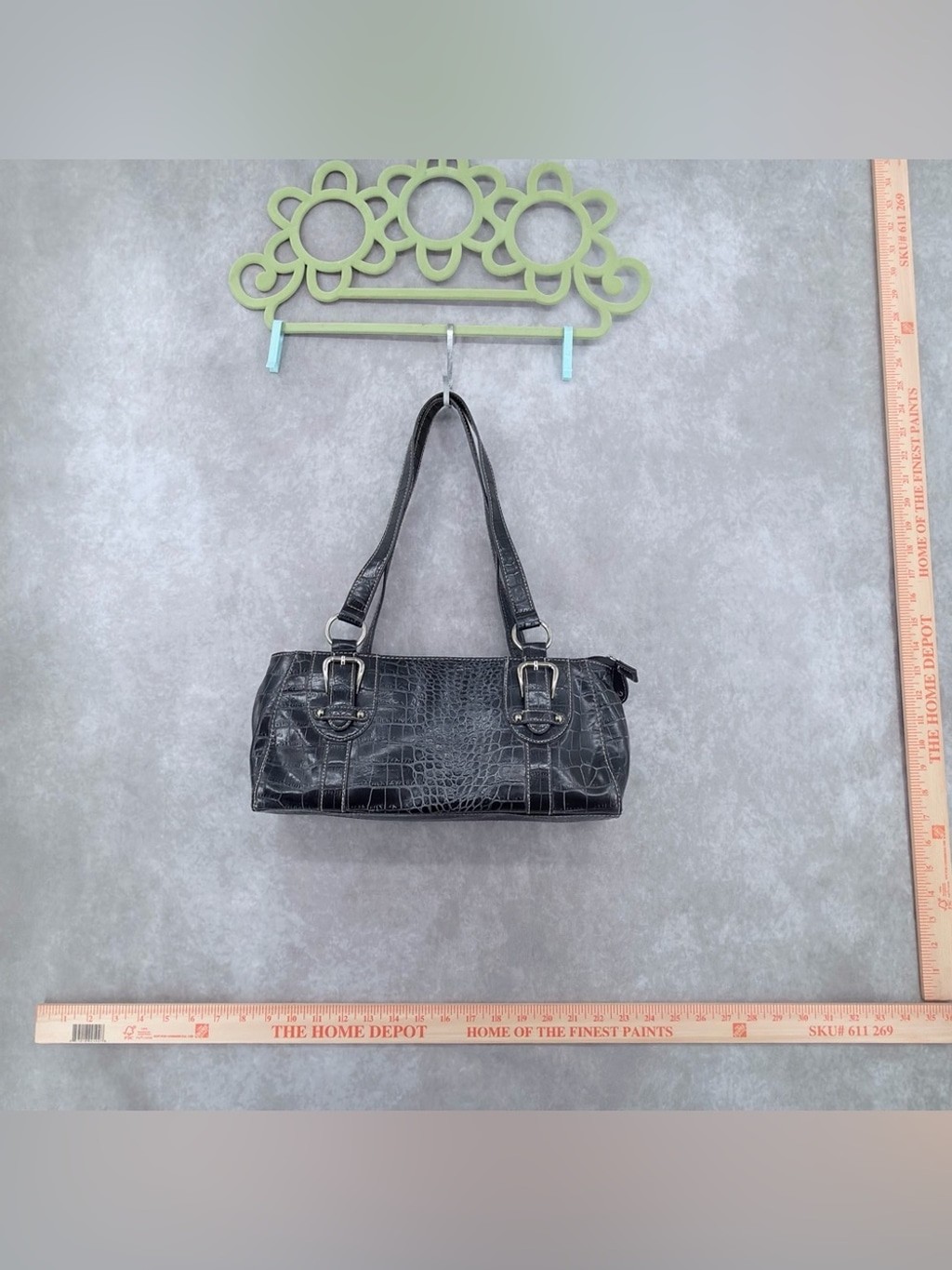 croft & barrow Black Croc-Embossed Shoulder Bag