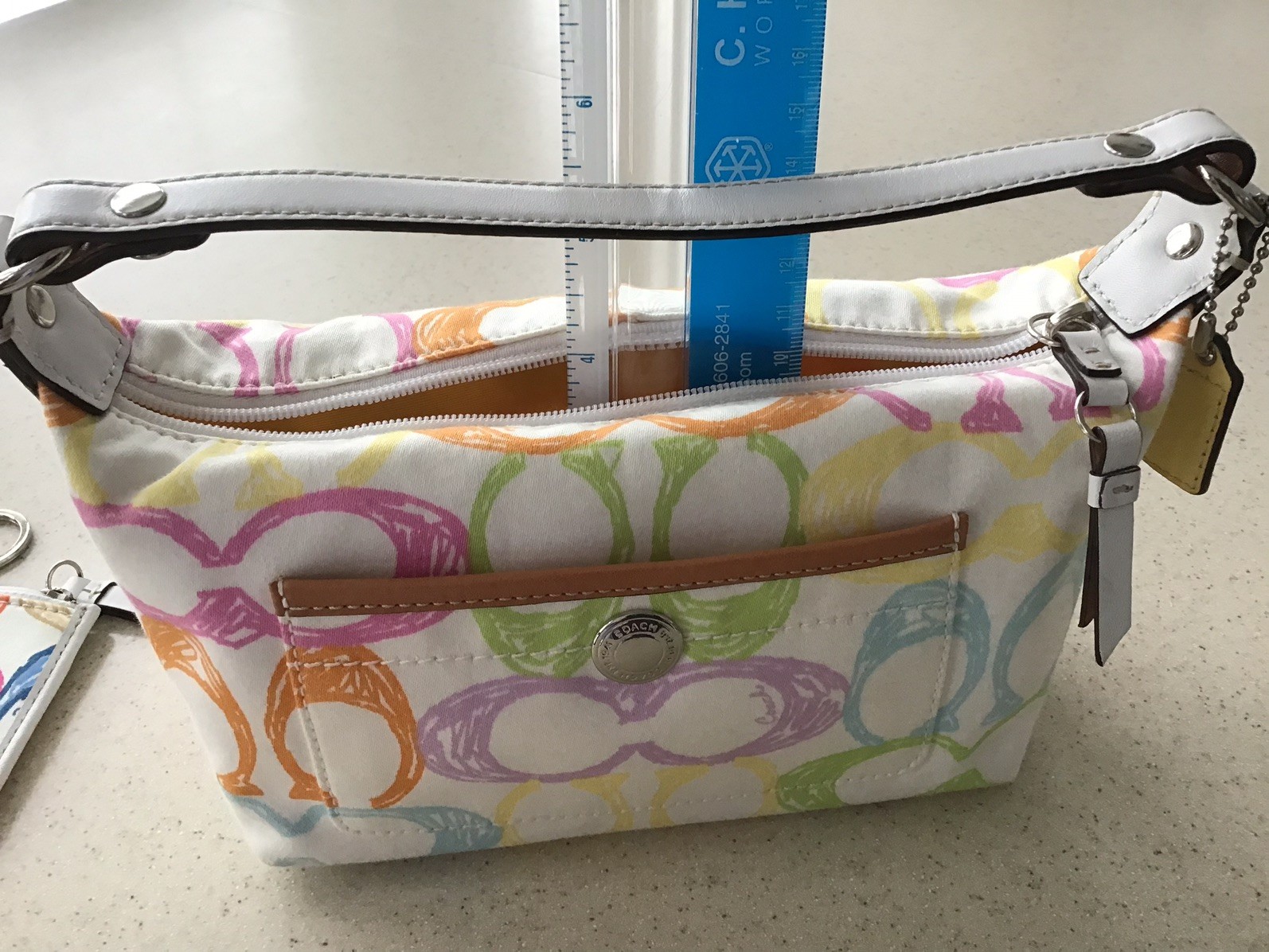Coach Hamptons Weekend Scribble Top Handle Mini Bag Colorful with Change Purse