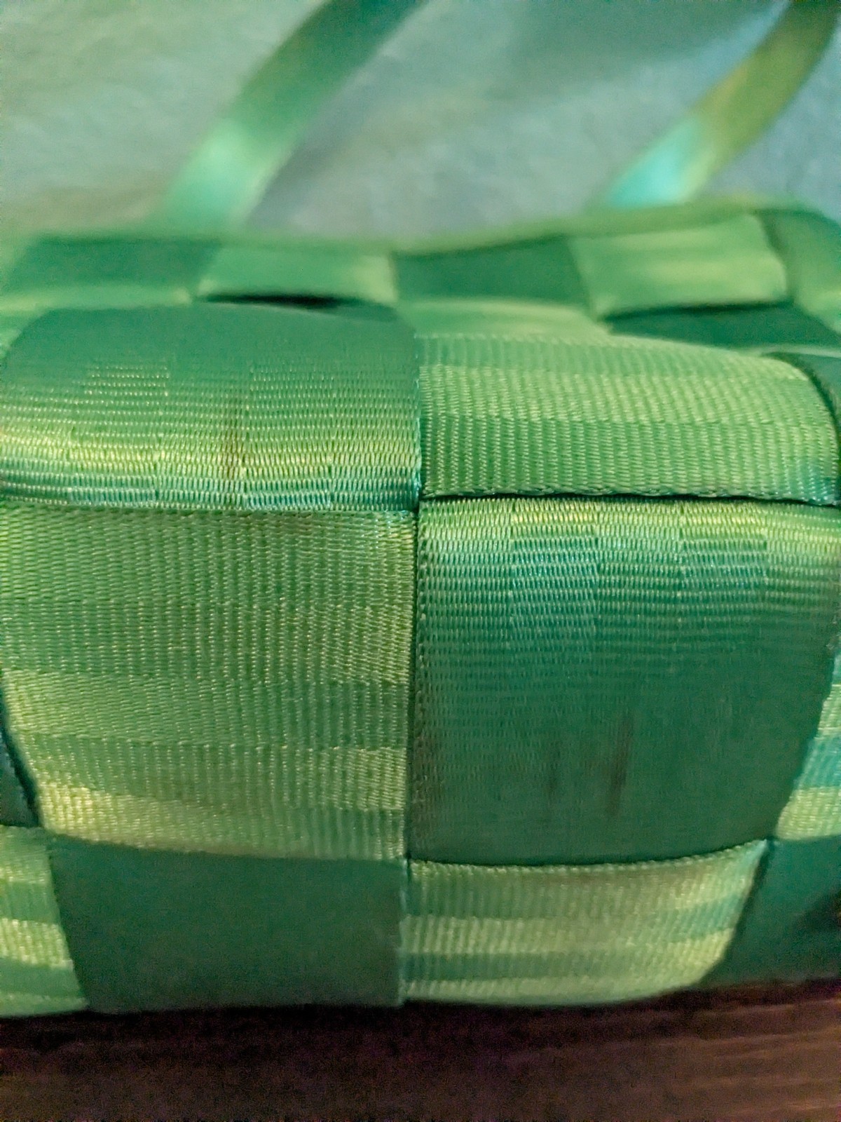 Harveys Original Small Seat Belt Bag Tote Purse Green Double Handles