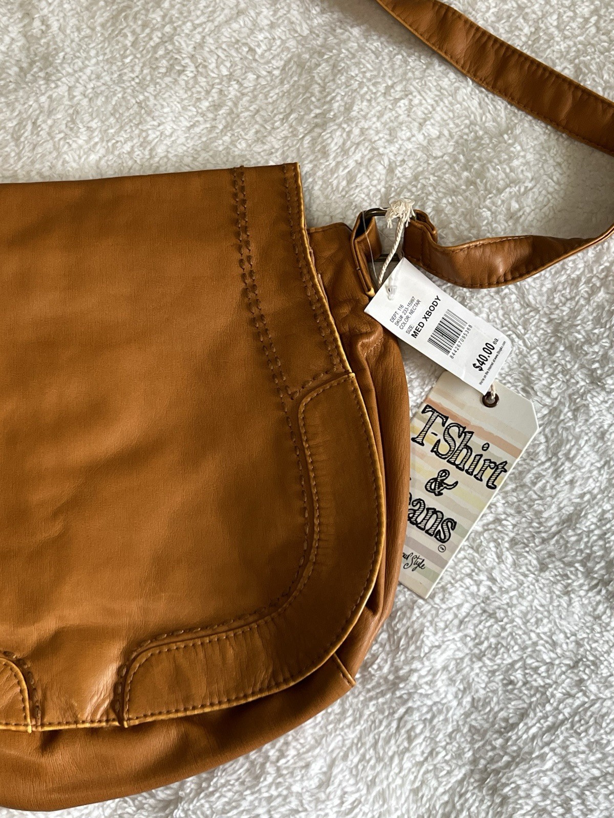 T-Shirt and Jeans Crossbody Purse Women Nectar Brown Medium Handbag Faux Leather