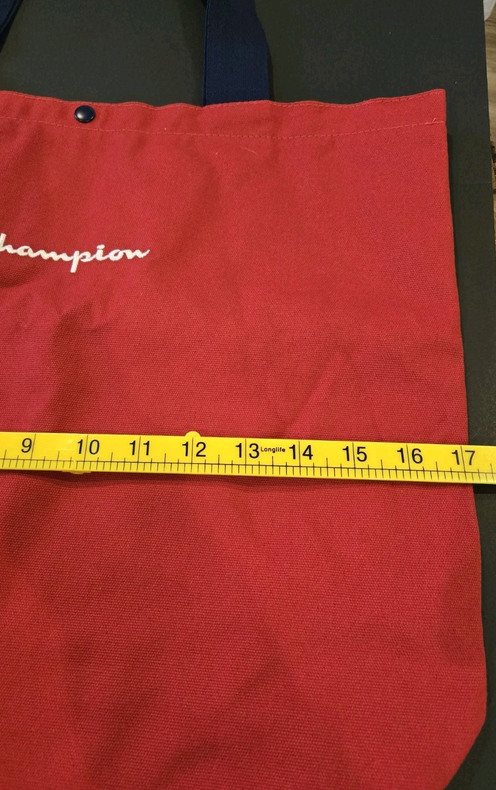 Champion Red Canvas Tote Bag with Navy Handles & Snap Closure NWT (D-40)