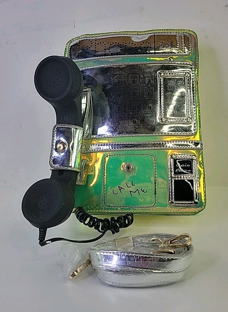 Münz-telefon Forma Cuffia Argento Lacca Retro Culto Party Spalla Borsa