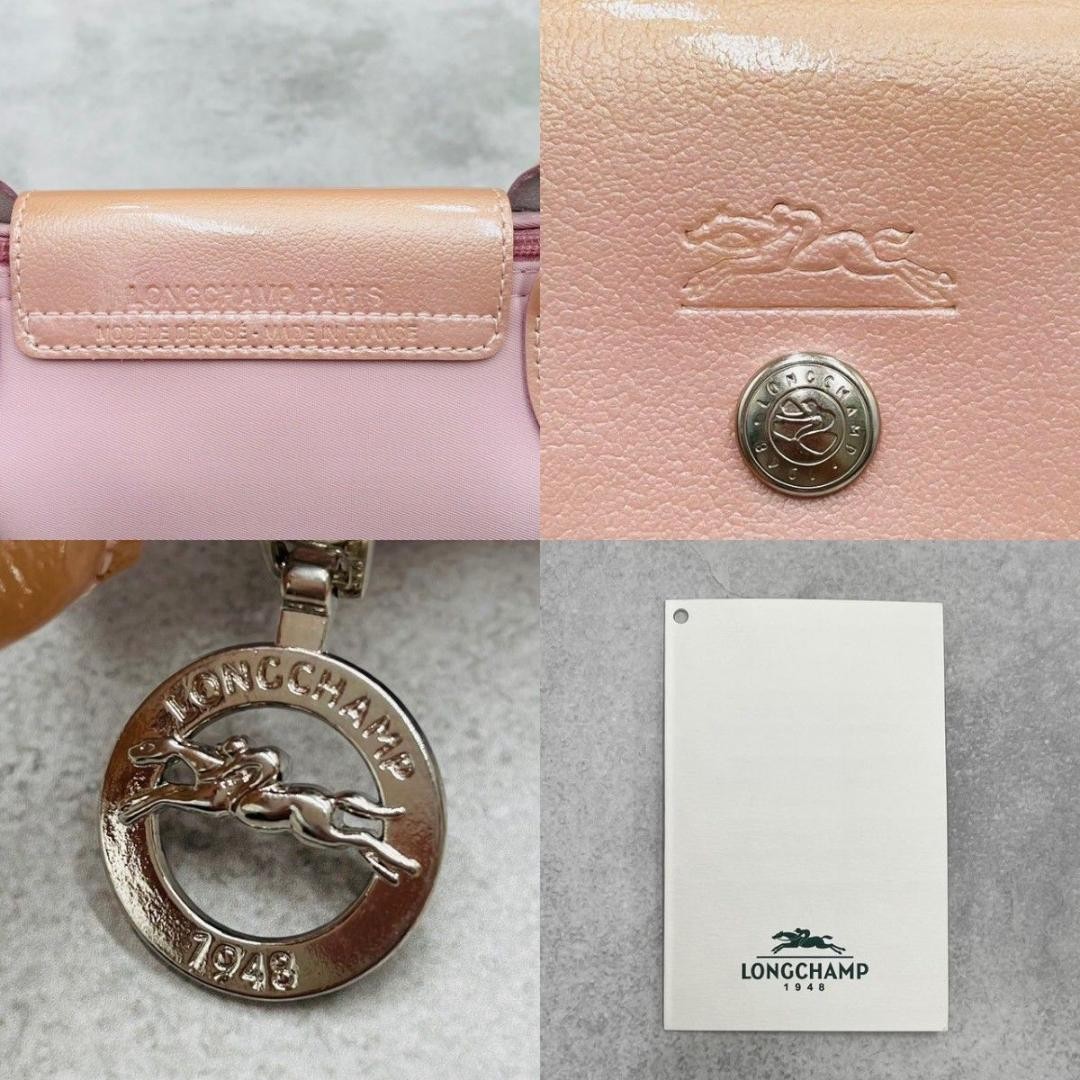 Longchamp Le Pliage Pink Nylon Leather Top Handle Handbag Japan Used
