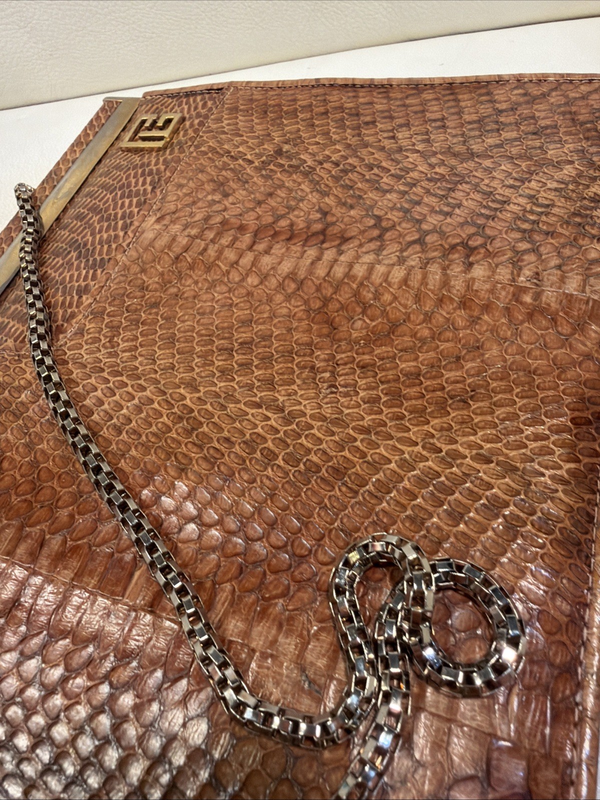 Vintage Genuine Snake Skin Clutch Evening Shoulder Bag RARE!