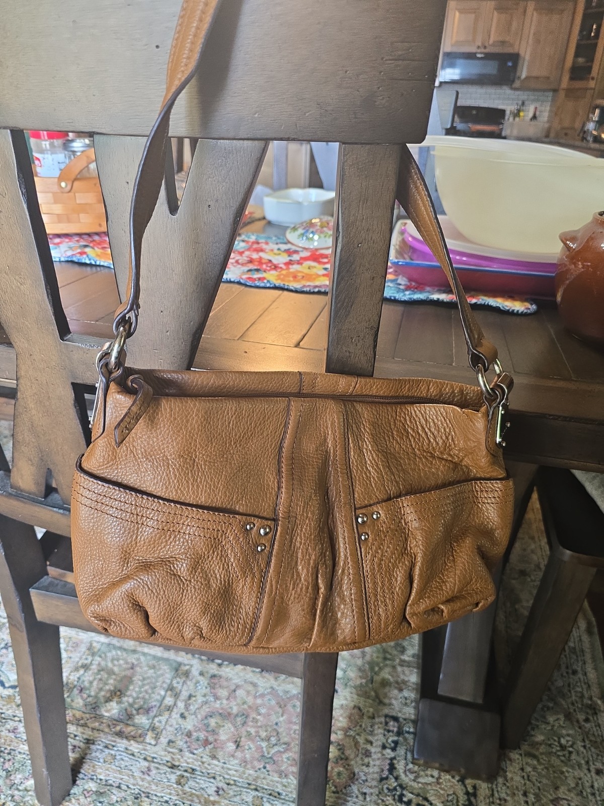 Tignanello Women’s Brown Pebbled Leather Shoulder Bag 11″x7″x3.25″