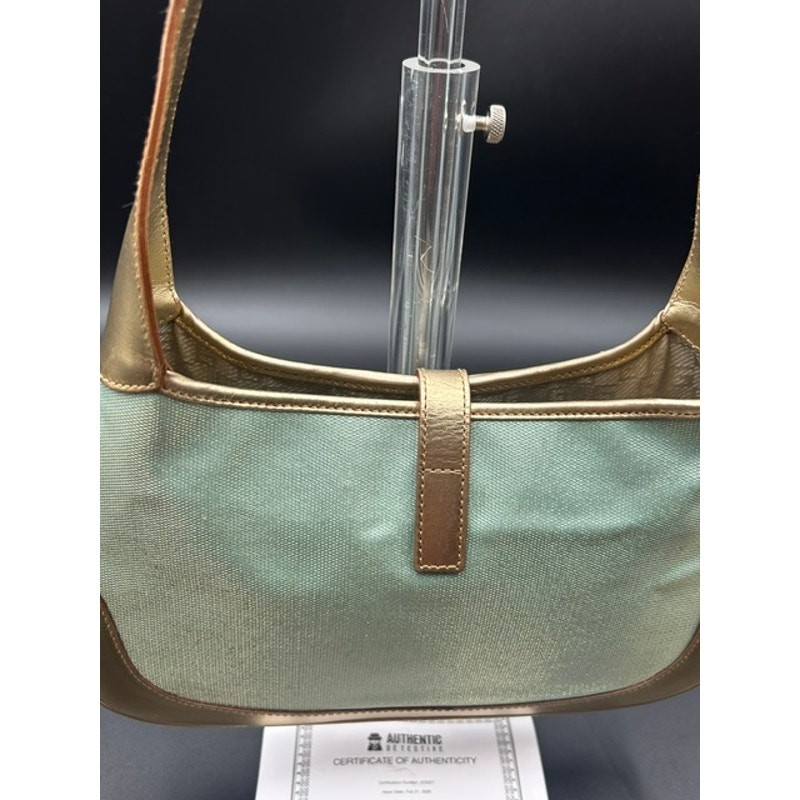 Vintage GUCCI 2003 Tom Ford Archival Jackie Bag Aquamarine Gold Y2K + COA