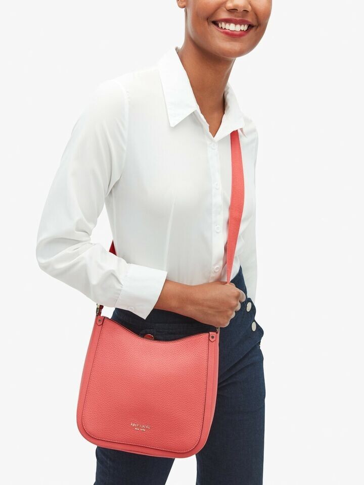 NWB Kate Spade Roulette Messenger Peach Melba Leather PXR00329 $228 Dust Bag FS