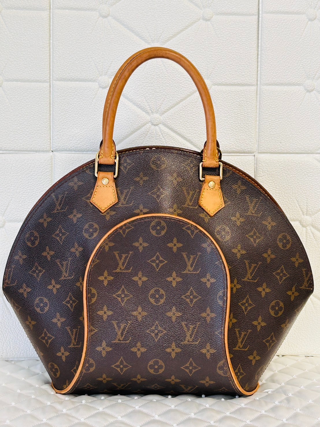Louis Vuitton Ellipse MM Monogram Handbag M51126 Brown Top Handle Bag LV