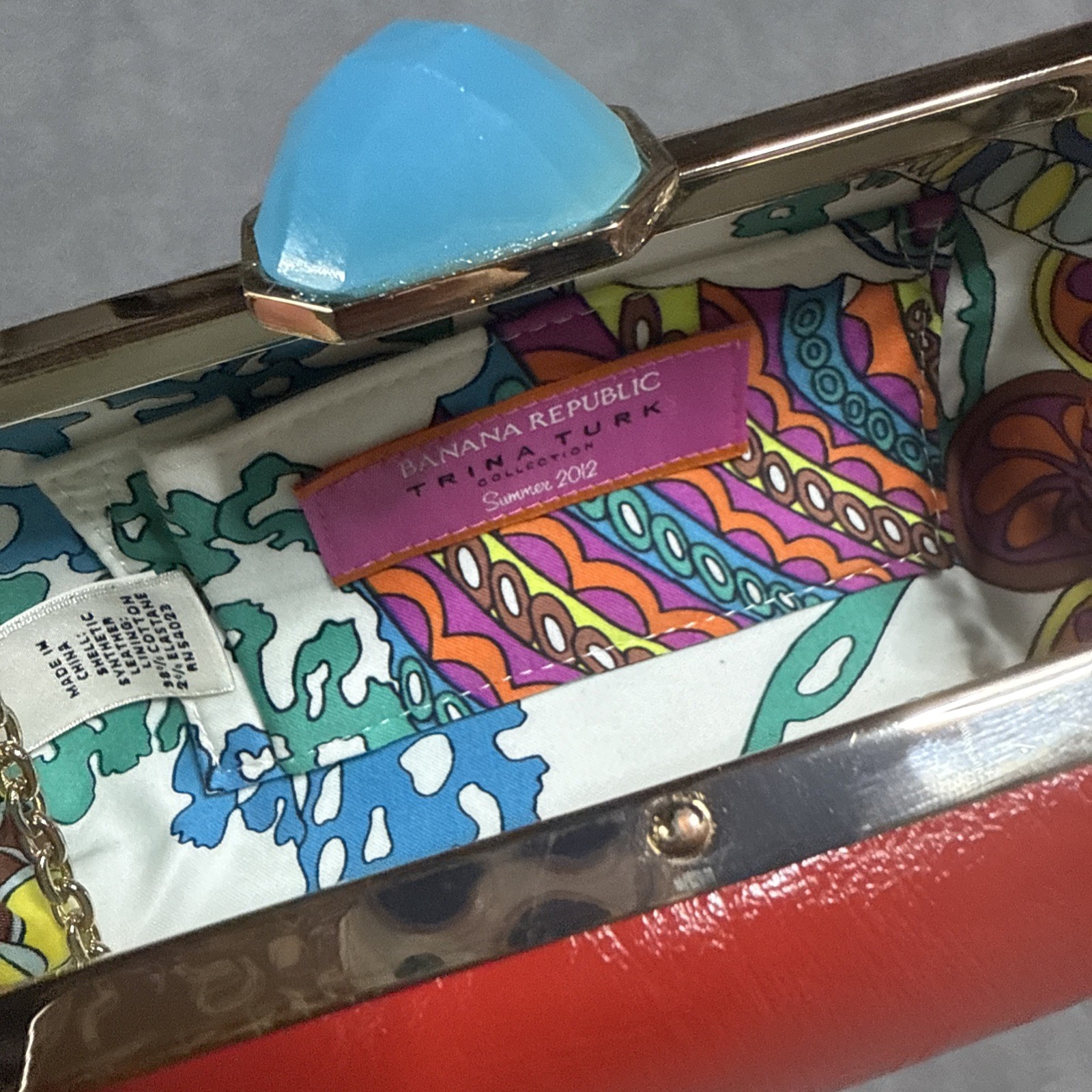 Banana Republic Trina Turk Clutch Red Jewel Latch Clutch Limited Edition READ