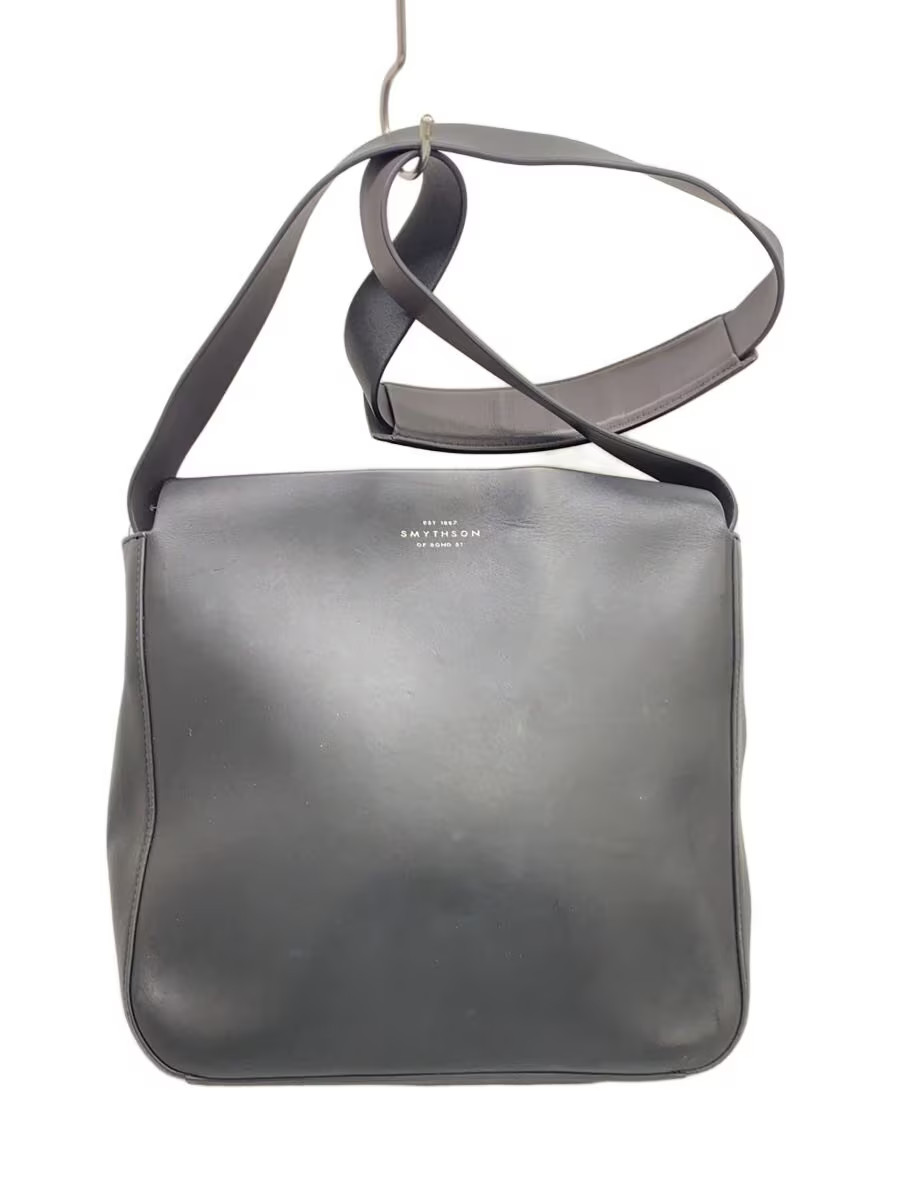 SMYTHSON Shoulder Bag, Leather, Black, Solid Color