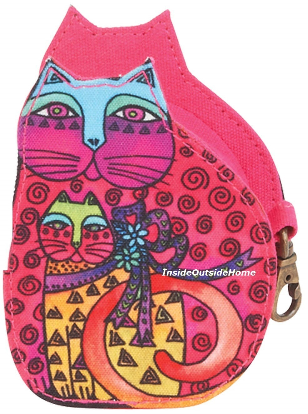 Laurel Burch Cat Mom Daughter Pink Coin Purse 3.5×2.5×4.75 Fabulous GIFT any age