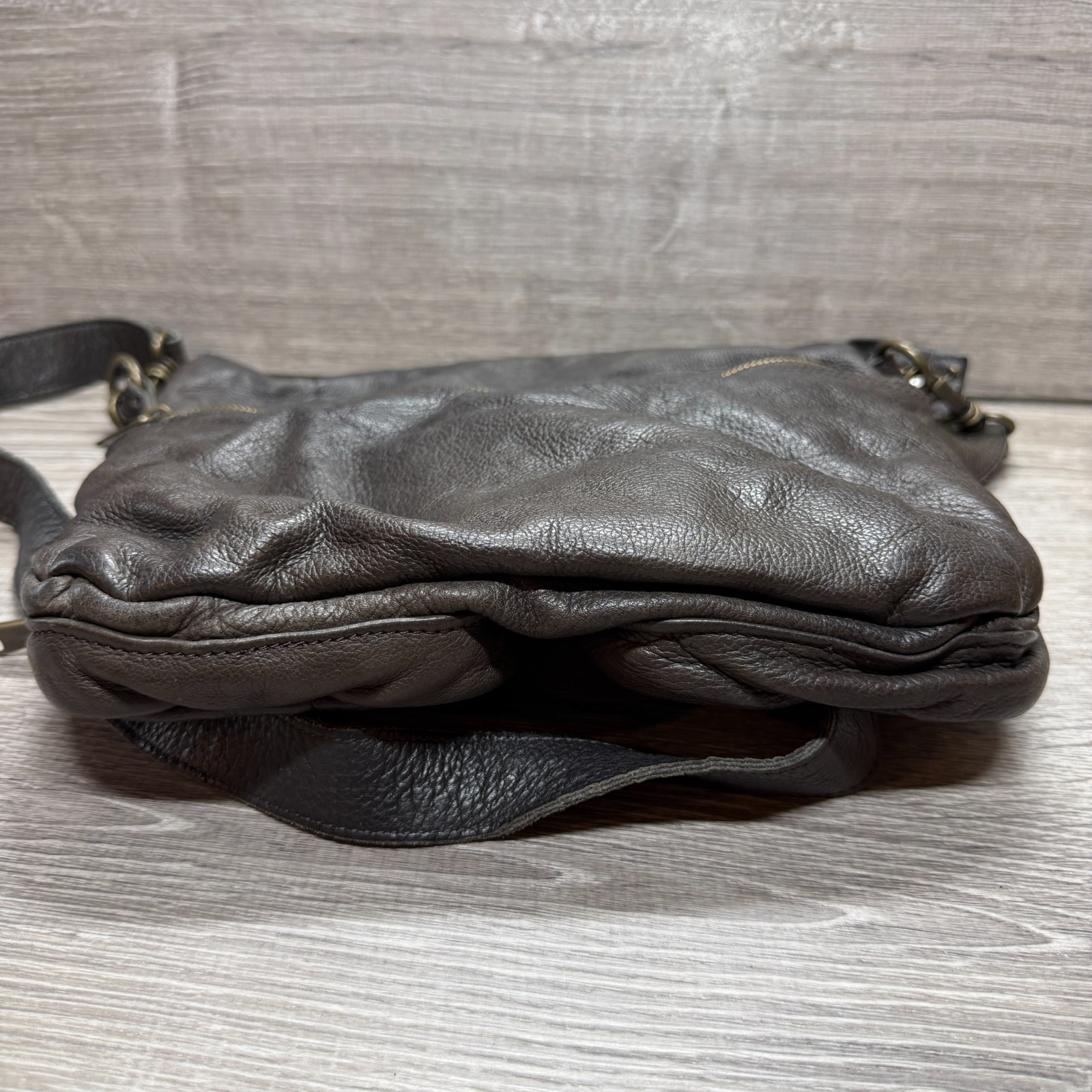 Liebeskind Berlin Brown Pebbled Leather Crossbody Bag Utility Pocket Purse