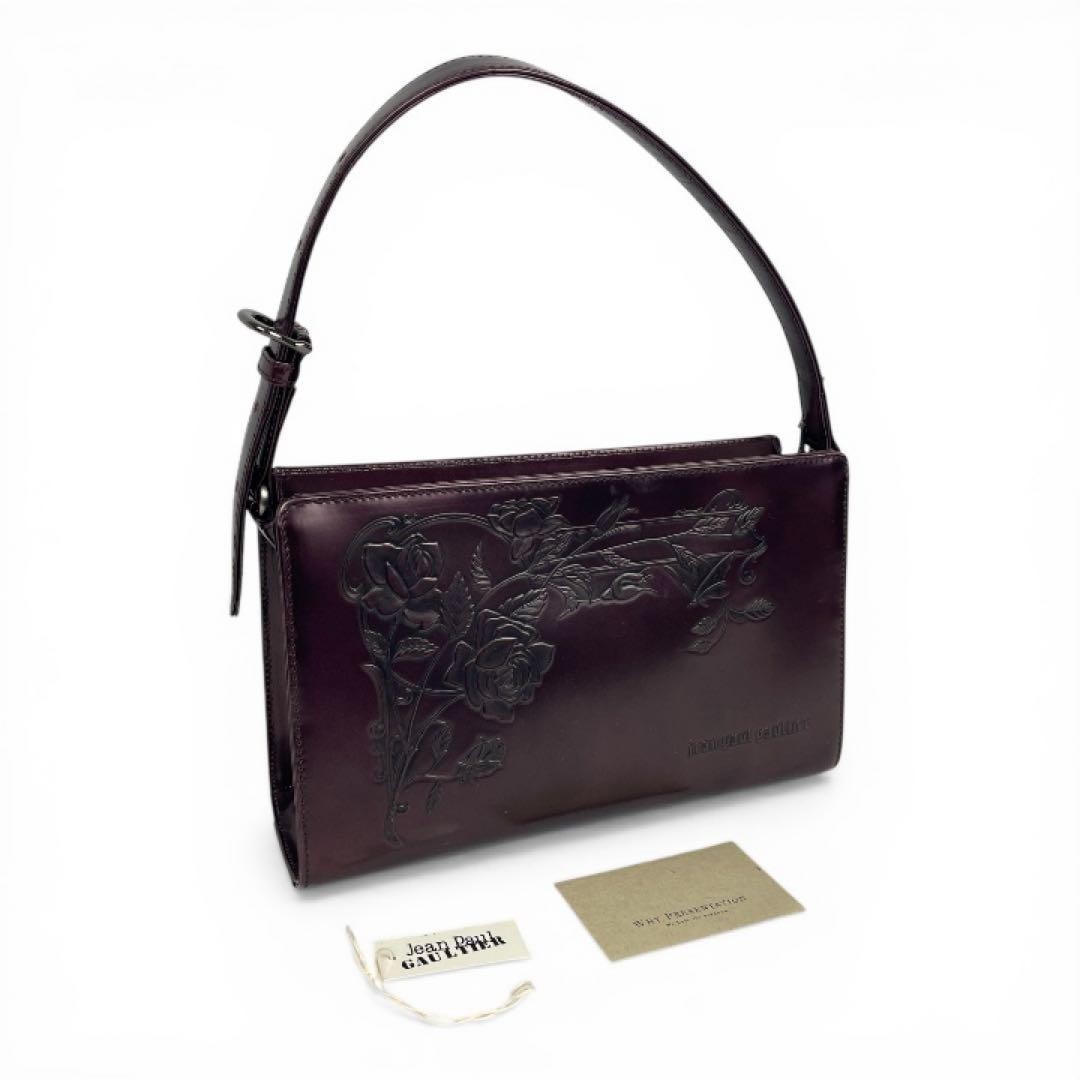 Jean Paul Gaultier Rose Leather Handbag Purple 15cm Designer Mini Bag Authentic
