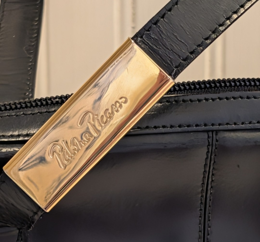 Paloma Picasso Black Vintage Shoulder Bag w/ Gold-Tone Hardware