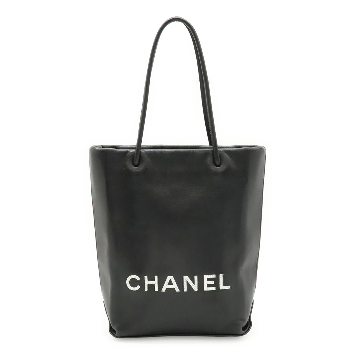 Chanel Essential A46880 Tote Logo Leather Black / White Unisex Bag #BLB713
