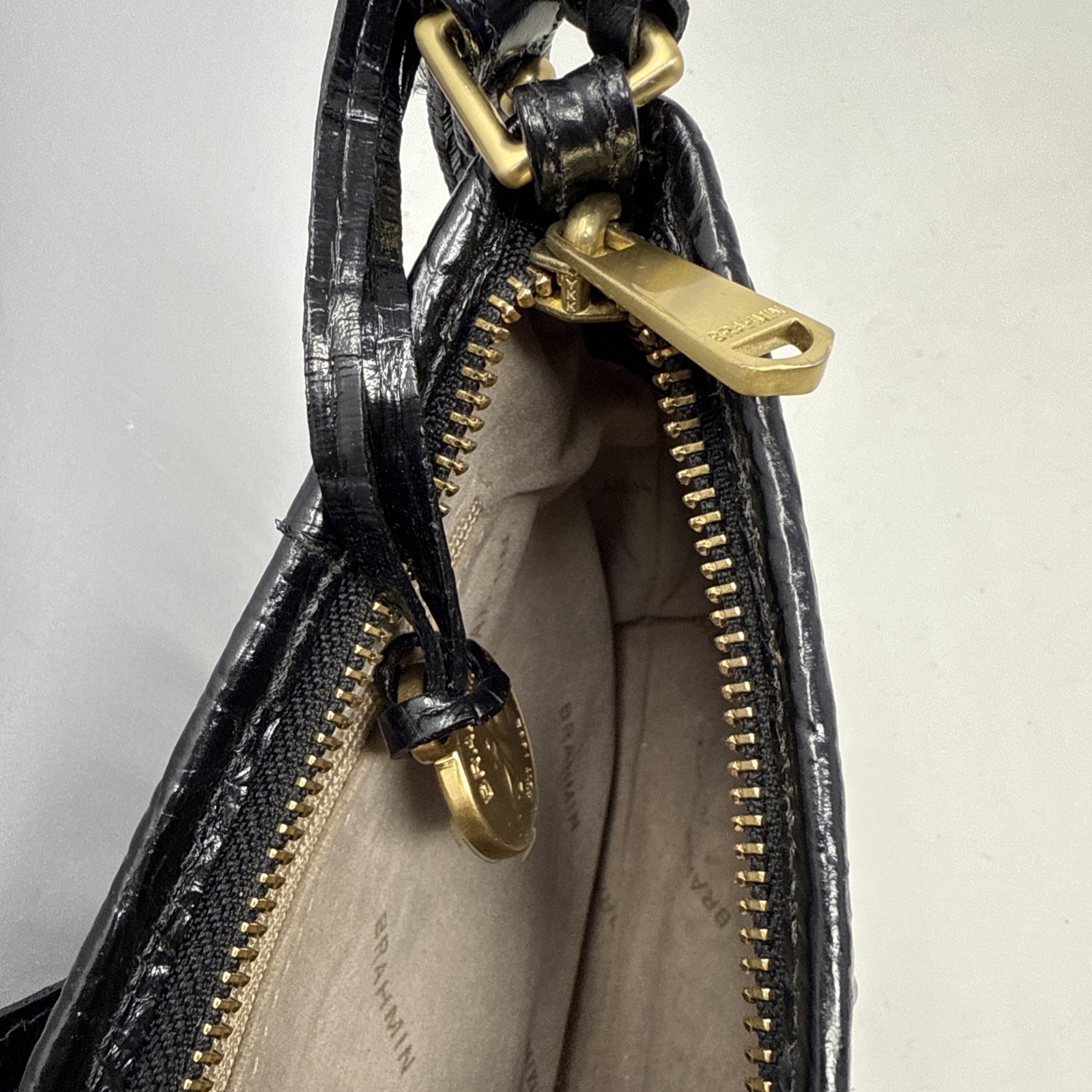 Brahmin Mini Anytime Small Shoulder Bag Black Croc Leather Melbourne