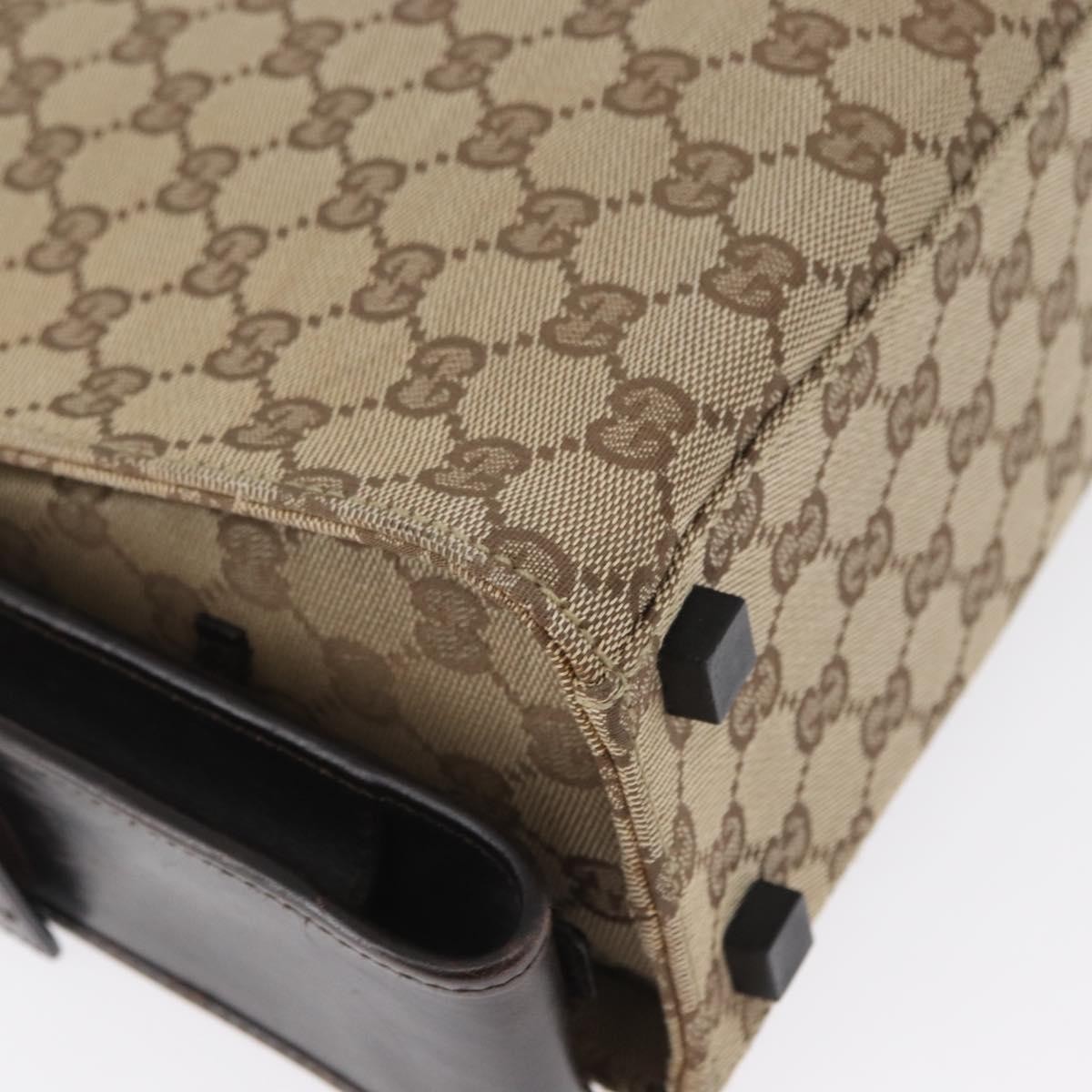 GUCCI GG Canvas Business Bag Beige Silver 015 3707 Auth gh1806
