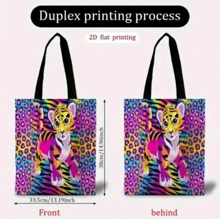Rainbow 90s Colorful LF Old School Animal Print Tote Bag Shoulder Bag 1Pc