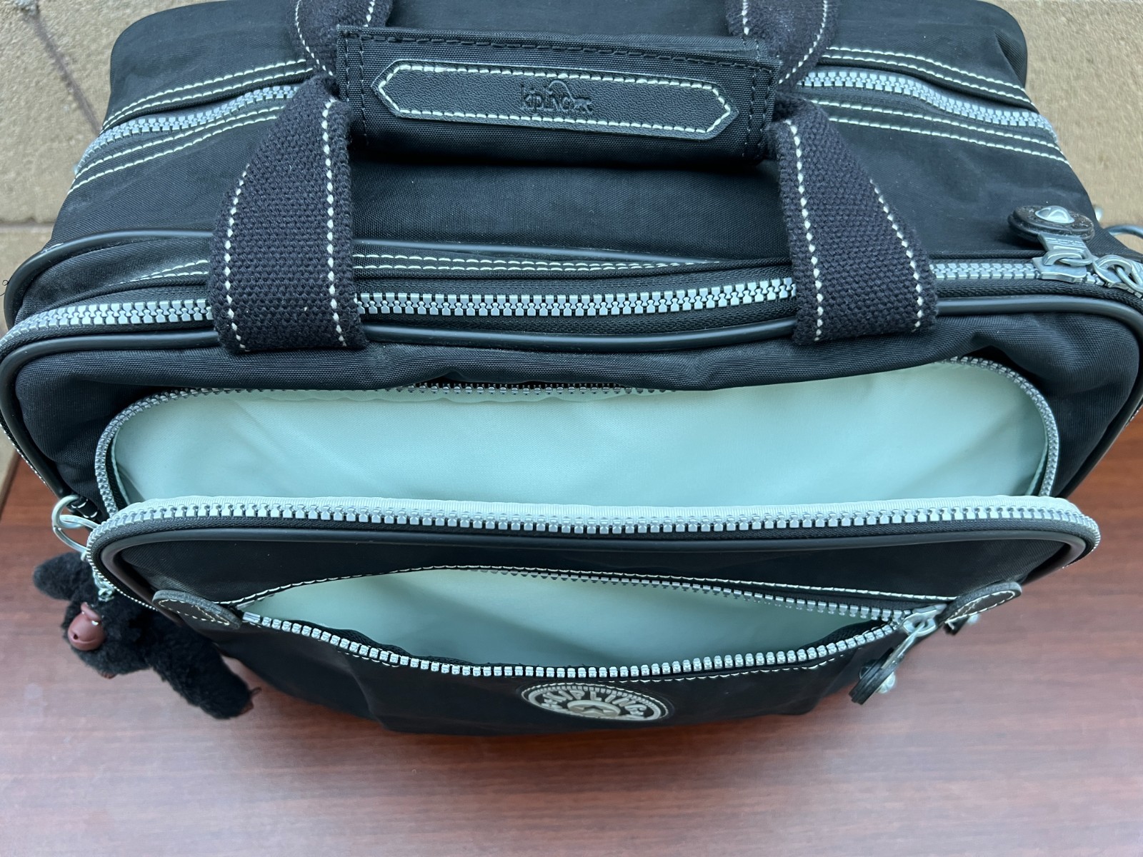 Vintage Kipling Bryce Canyon Boarding Tote Black Crinkle Nylon Travel Bag