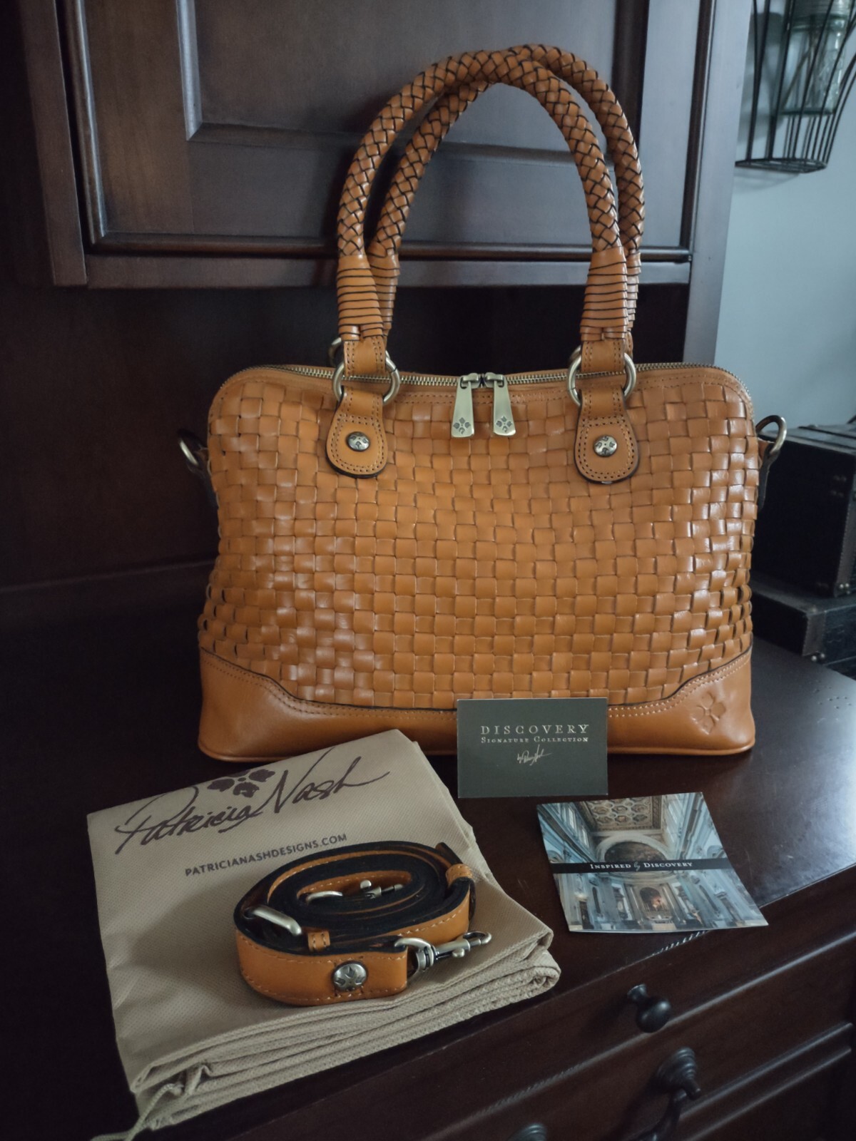 Patricia Nash Discovery Washed Woven Augusta Satchel Sun Yellow Orange Color