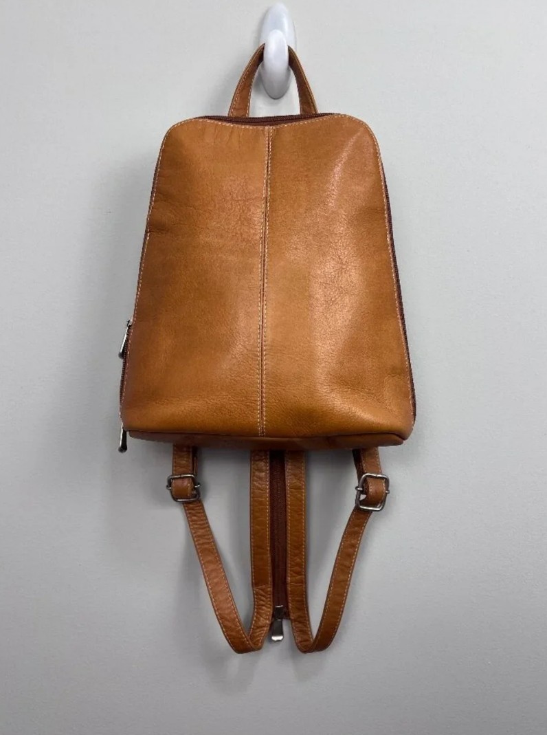 Le Donne Leather Collection Cognac Backpack Travel Bag