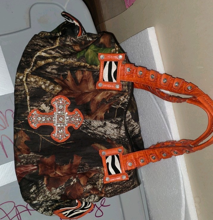 Women’s Handbag Orange and Camouflage Shoulder Bag