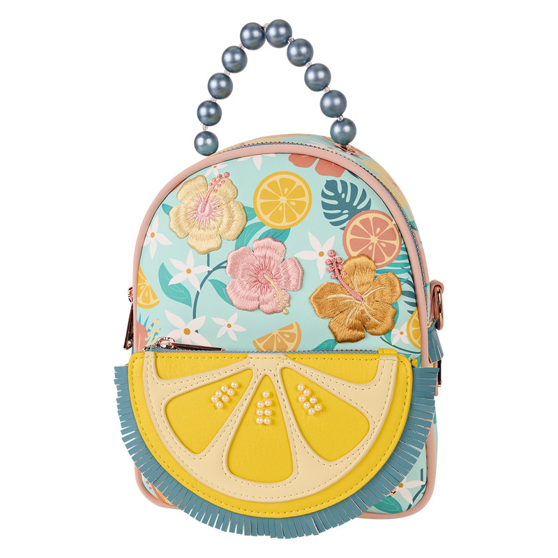 Loungefly Tropical Lemon Floral Convertible Mini Backpack & Crossbody Bag NWT