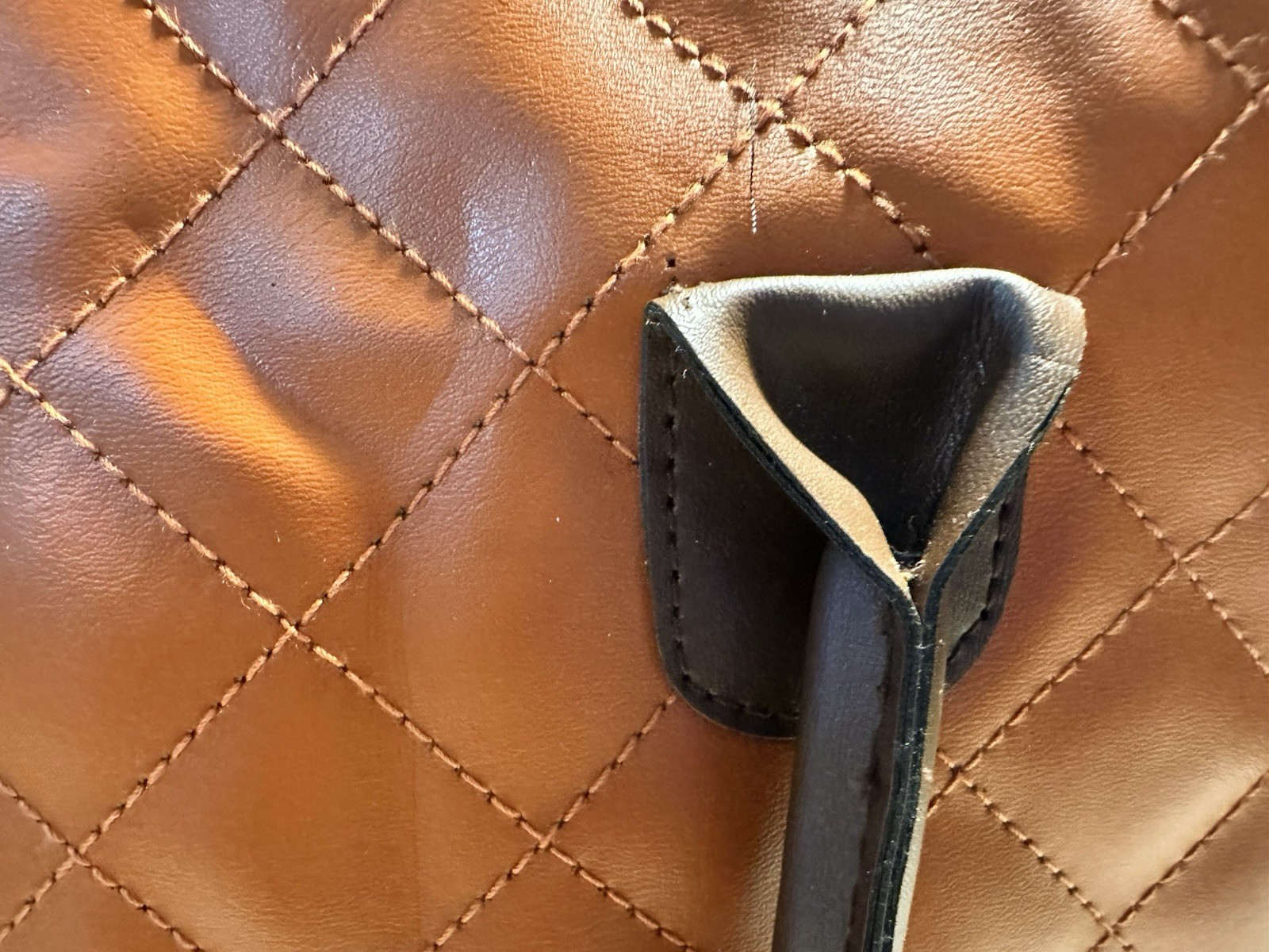 Brown Quilted Zip-Top Satchel Top Handle Bag, Double Handles, Silver Hardware