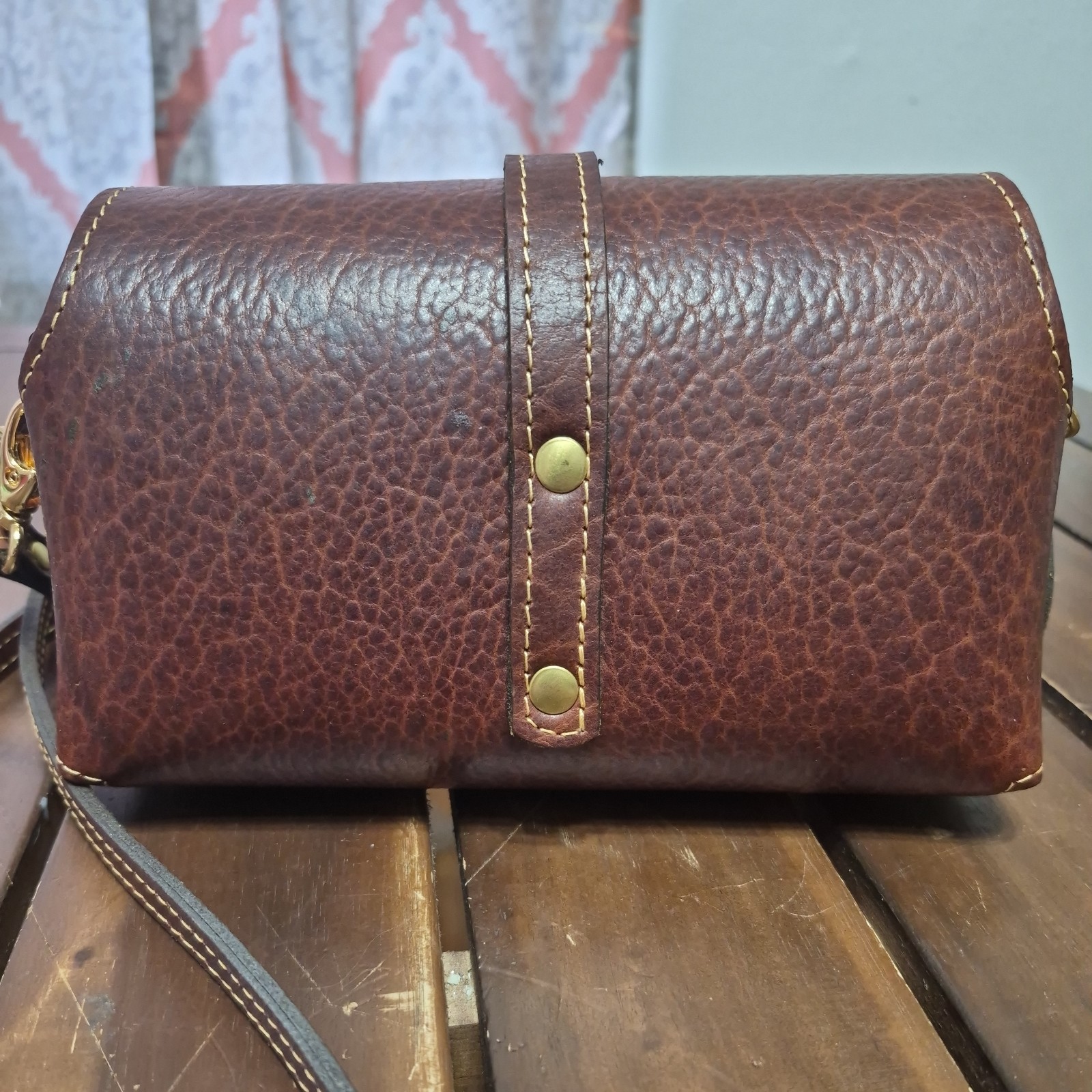 Buffalo Billfold Company Mini Crossbody Bag American Chestnut Red Leather