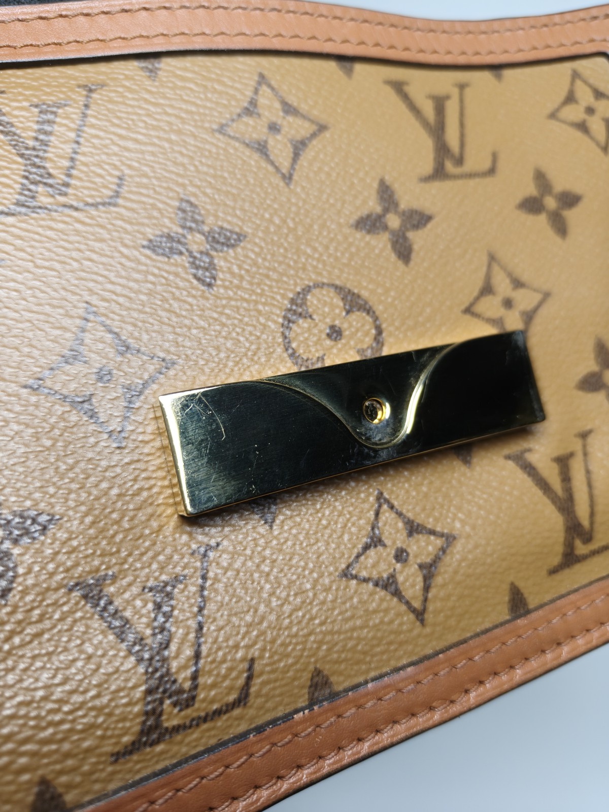 Louis Vuitton Dauphine Small Monogram Reverse Canvas Flap Bag Gold HW