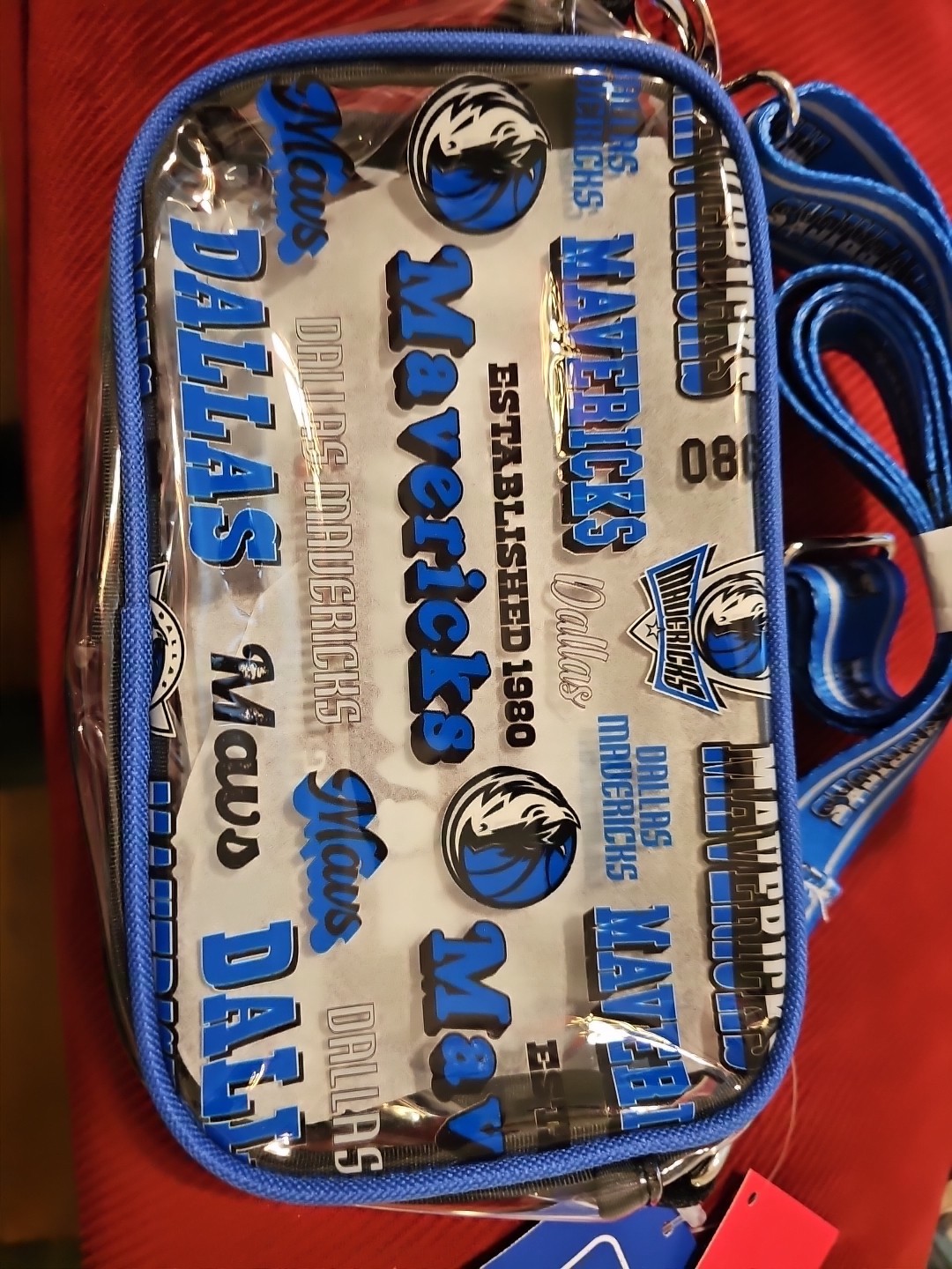 FOCO NBA Team Logo Stripe Clear Crossbody Bag Retro Print Dallas Mavericks