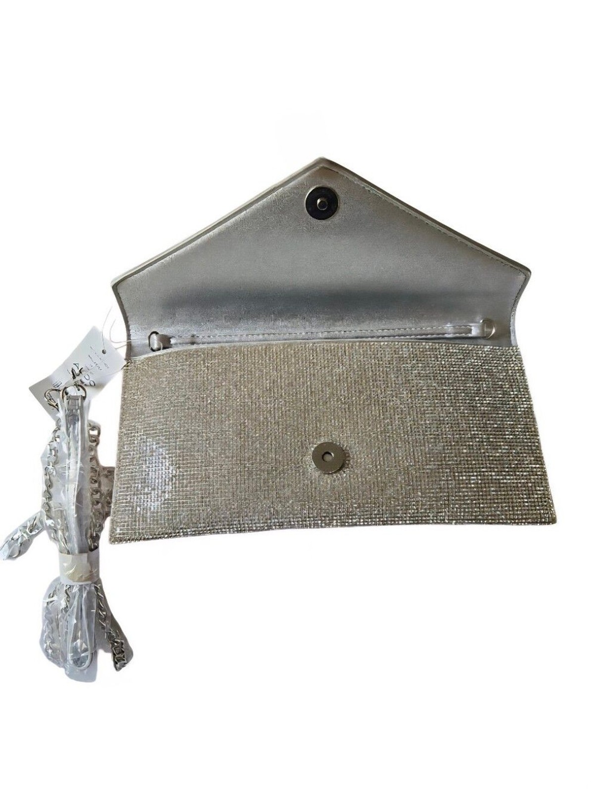 Aldo Mallasvex Silver Rhinestone Envelope Clutch Crossbody Evening Bag