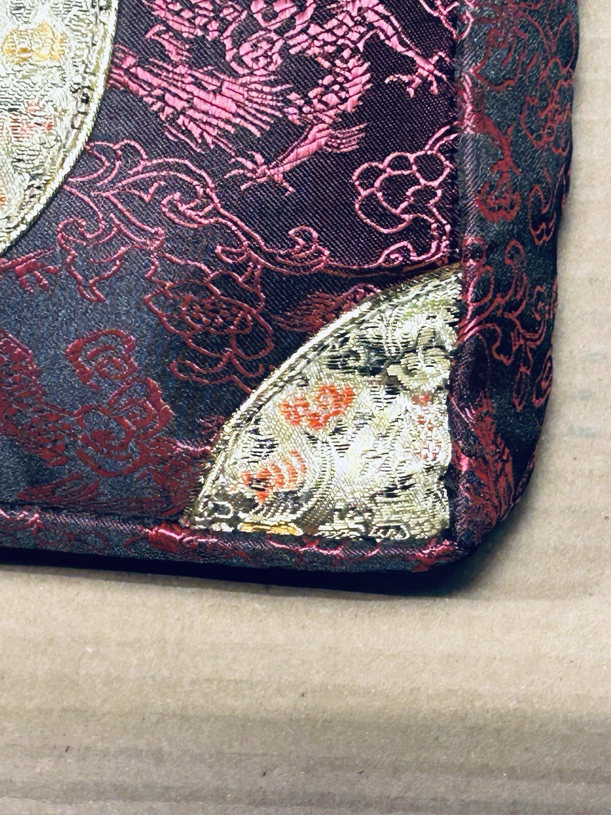 Asian Influence Purple Black Silver Silk Embroider Dragon Accent Purse