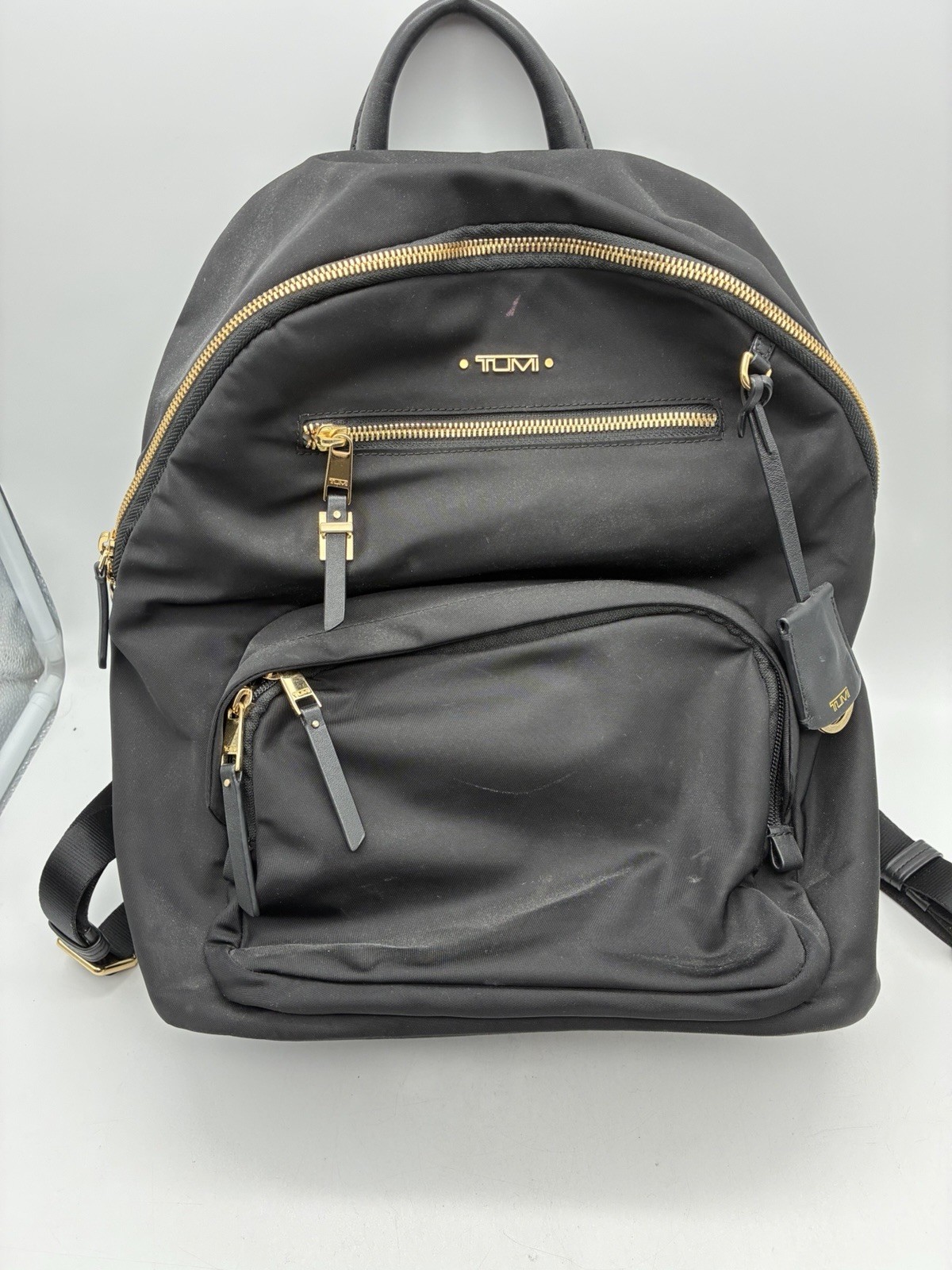 Tumi Voyageur Hartford Medium Backpack Black Gold Zipper
