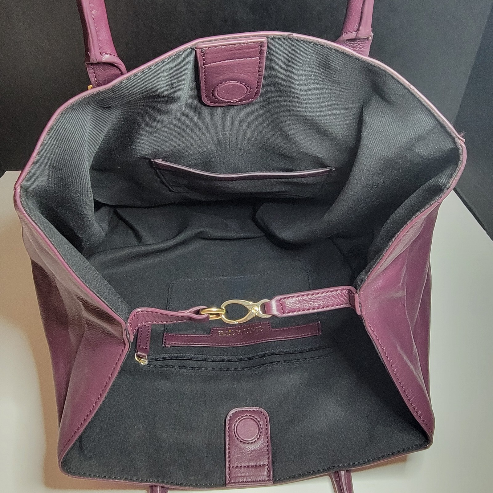Claudi Ciuti Plum Purple Leather STELLA Large Shoulder Tote Bag Gold Accents