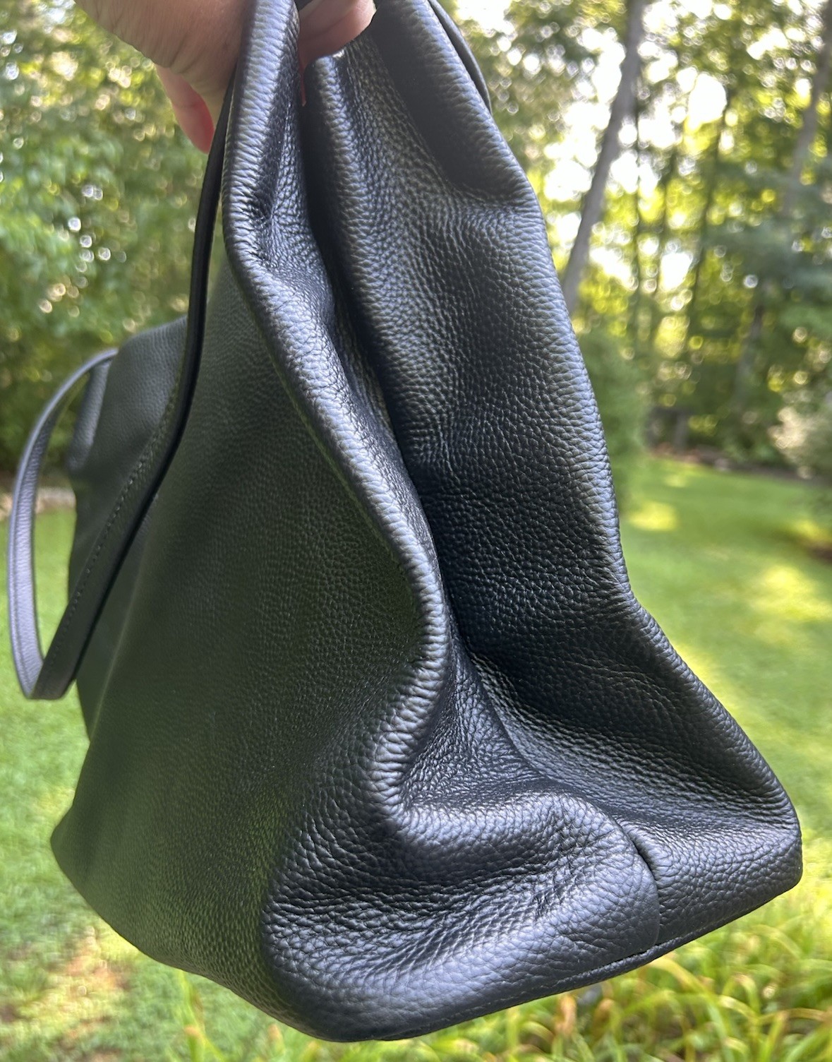 Kattee Leather Shoulder Double Handle Bag Purse In Black Large Tote