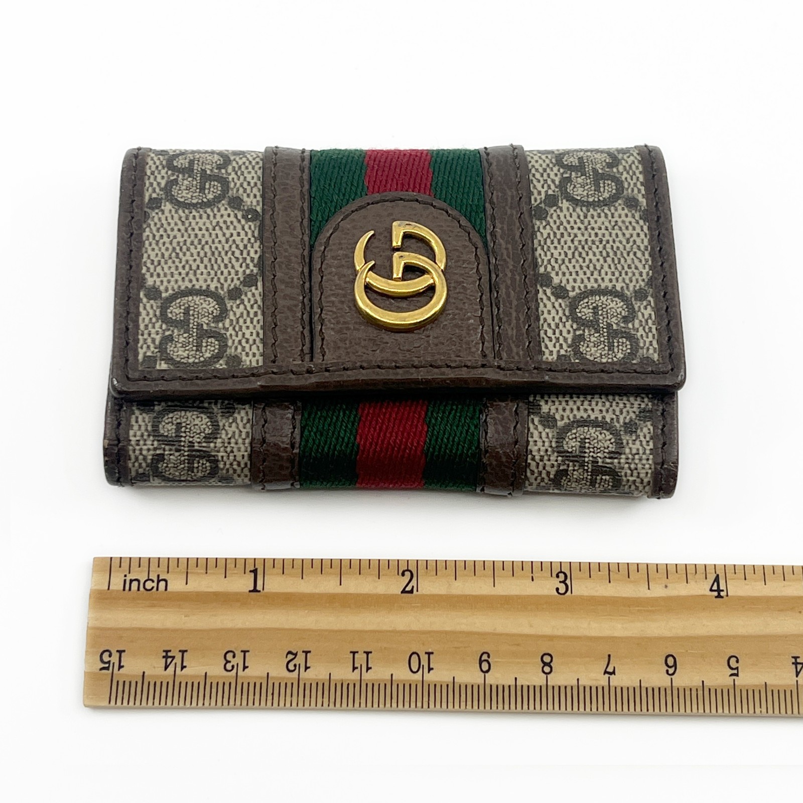 Gucci Ophidia GG Supreme Web Stripe 6-Key Case with Dust Bag