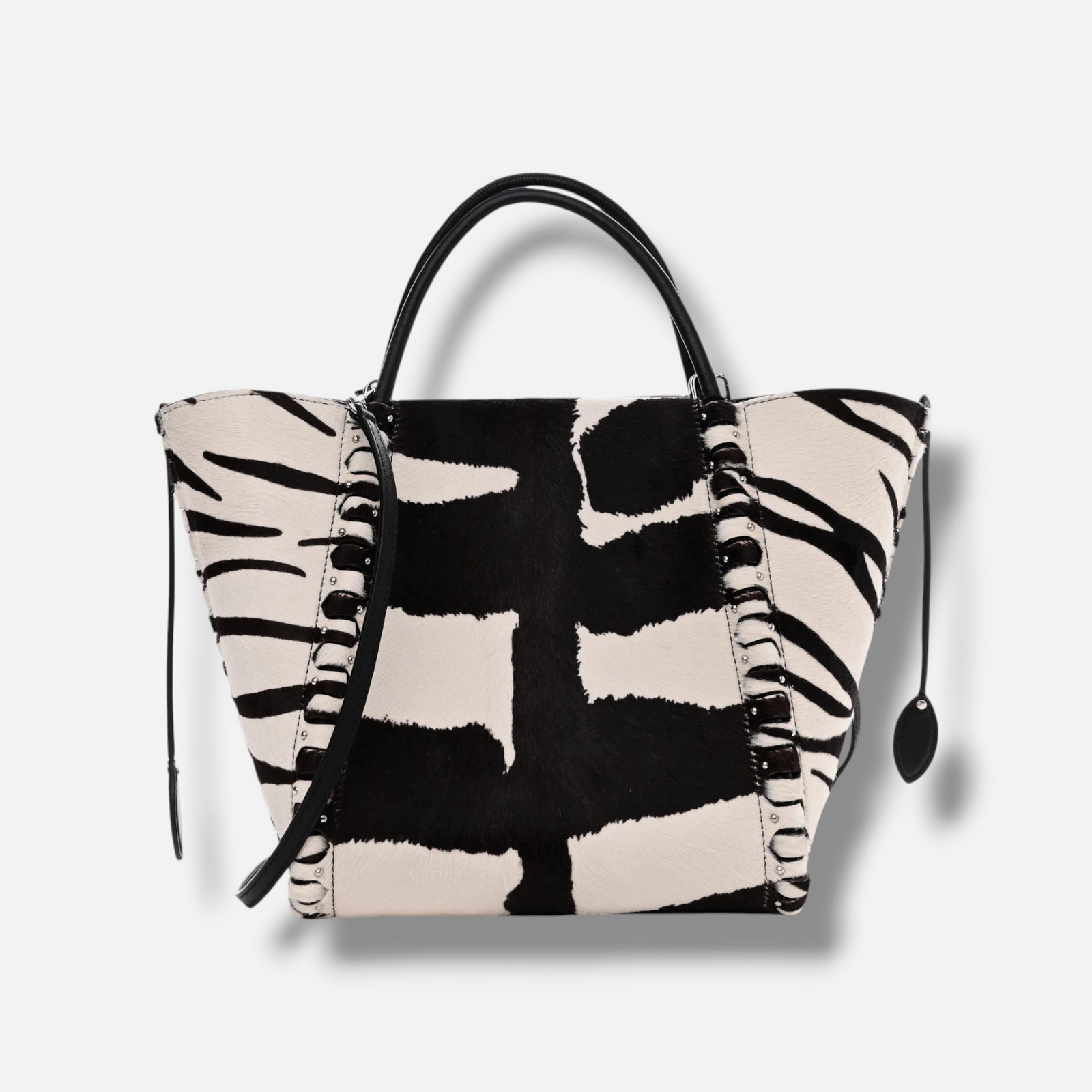 Alaïa Women’s Black Calf Hair Zebra Print Small Le Hinge Shoulder Bag