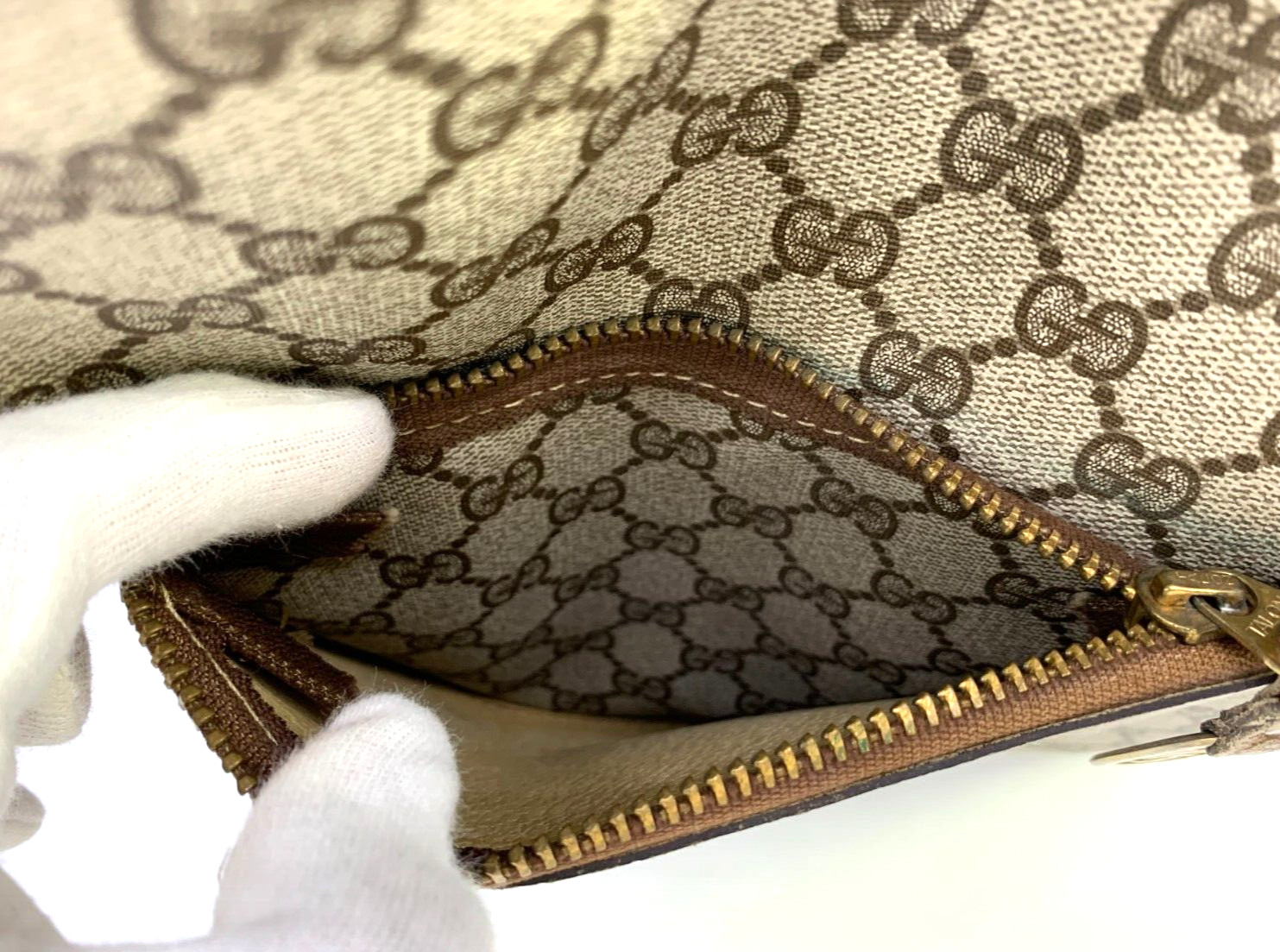 GUCCI VINTAGE Sherry Line Tote Bag GG Supreme Brown Everyday Authentic