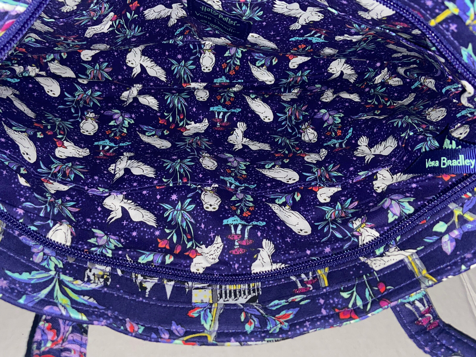 NWT Vera Bradley Harry Potter Purple Forbidden Forest Owls Small Tote Bag Purse