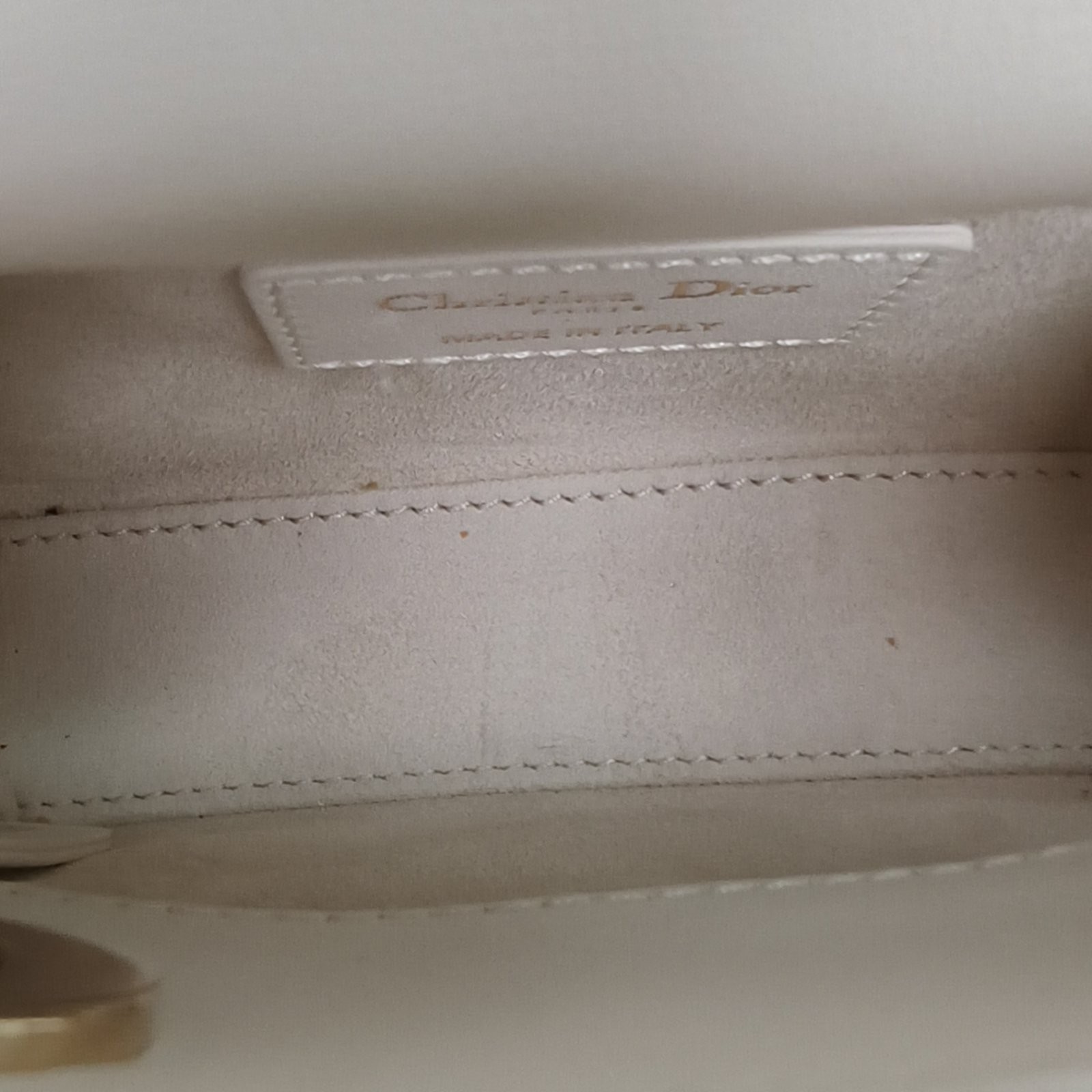 DIOR Lady Ultra Mini 12cm White Lambskin Shoulder Bag