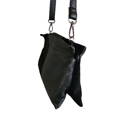 Zara Black Contrast Leather Crossbody Purse 10 in x 7 in x 3 in
