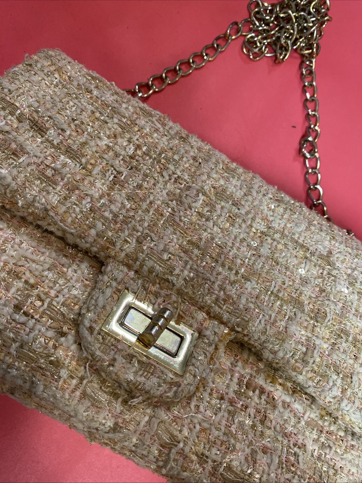 Fabric Gold Beige Satchel Small
