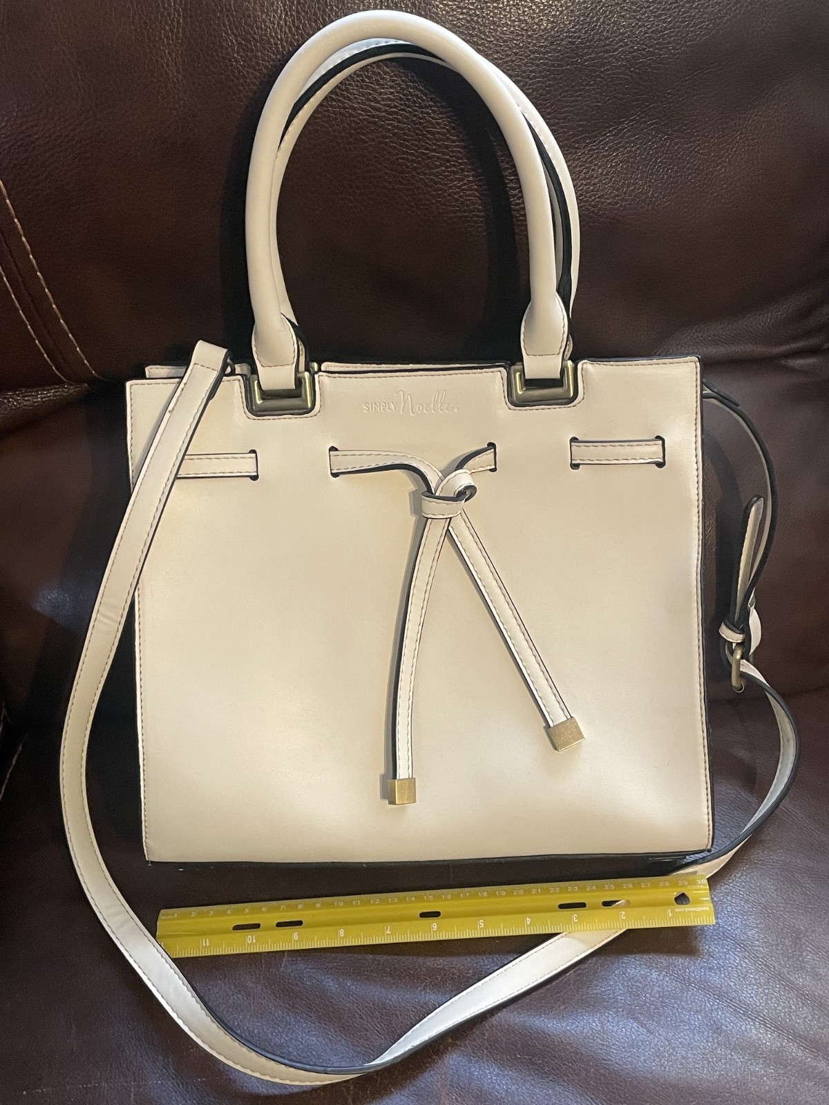 Simply Noelle white cream handbag crossbody purse Bronze Accents Minimalist