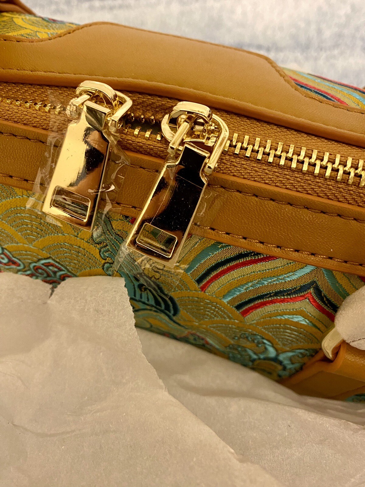 Brand New Silk Leather Duffle Bag Tote